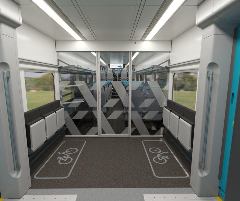 Tyrkysová s fialovou linkou a velkým X, to jsou naše vlaky z Prahy na západ Čech