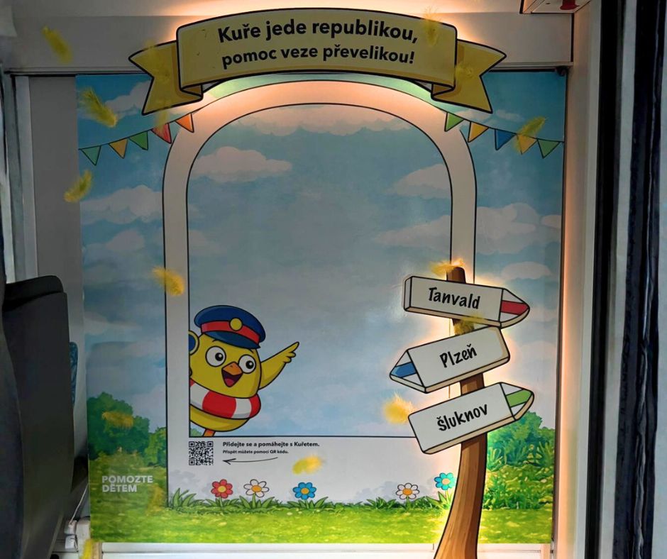 Stali jsme se spojencem sbírky Pomozte dětem, po Čechách jezdí vlak s Kuřetem